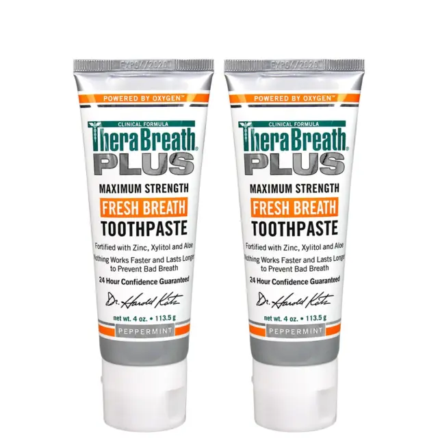 Therabreath plus Fresh Breath Maximum Strength 24-Hour Toothpaste with Zinc, Xyl