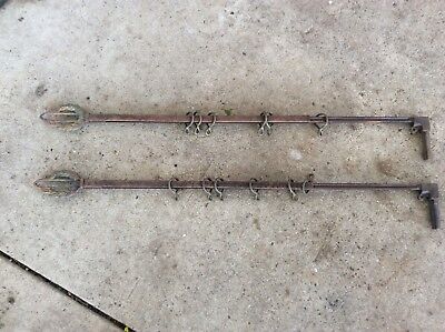 2 Antique Vintage Cast Iron Metal Curtain Drapery Rods Swing A Way-Extending 2