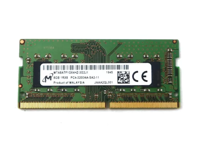 MICRON 8GB SODIMM 1Rx8 DDR4 PC4-25600 3200MHz MEMORY MODULE MTA8ATF1G64HZ-3G2J1