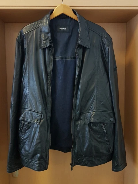 STRELLSON Herren Jacke Lederjacke Echtleder Lammleder 58 XXXL 3XL schwarz top 4