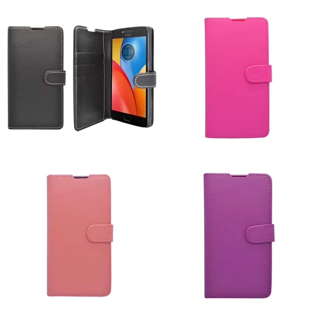 Pour Motorola E4 Étui Cuir PU Clapet Portefeuille Pied Carte Pochette Téléphone