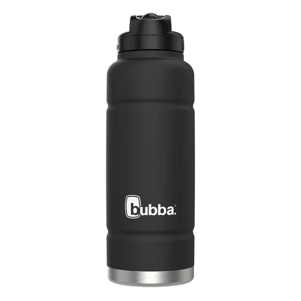 bubba Trailblazer Insulated Stainless Steel Water Bottle with Straw, Black, 40oz