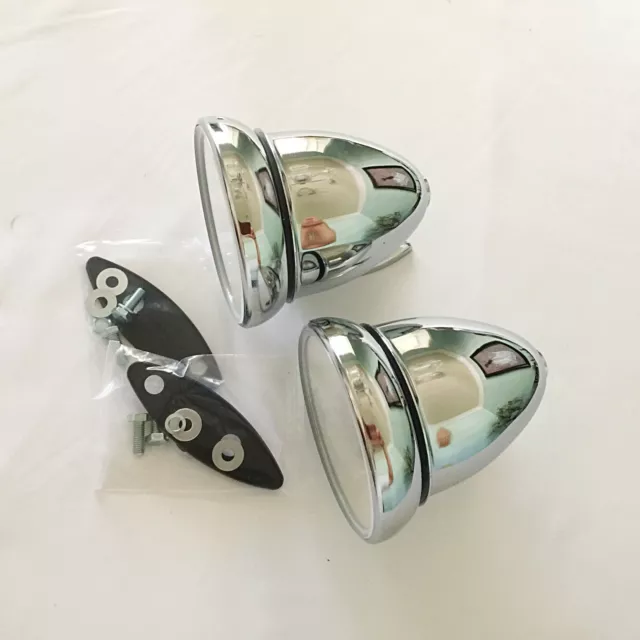 Bullet Exterior Mirrors - Street Rod, Sports Car, GT Racing  - Chrome -1 PAIR