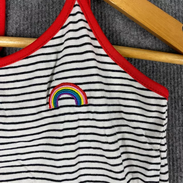 Ally Top Girls Small Black White Tank Singlet Rainbow Striped Youth Kids 3