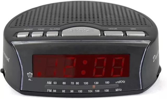 Lloytron AM/FM Radio Alarm Clock LED Display Bedside with Sleep Timer and Snooze