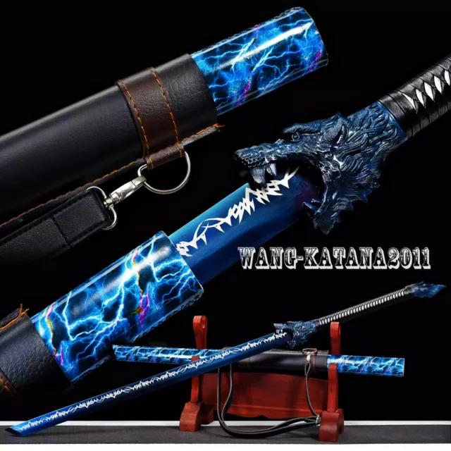 47'Blue Dragon Broadsword 1095 Steel Chinese Kungfu Functional Dao Leather Strap