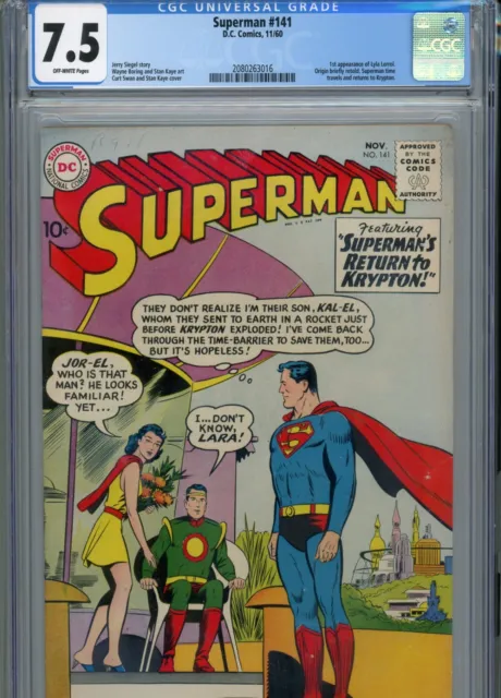 Superman #141 Higher  Grade Cgc Siegel Story Swan Art Origin Retold Boring Art