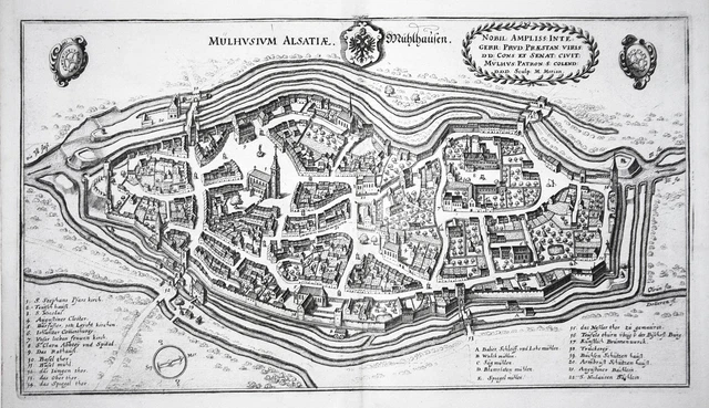 Mulhouse Mühlhausen Alsace Elsass gravure Grand-Est Kupferstich Merian 1642