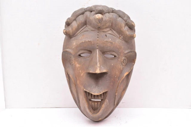 vintage African Old Idoma Mask IKPOBI From NIGERIA Wood carved tribal art