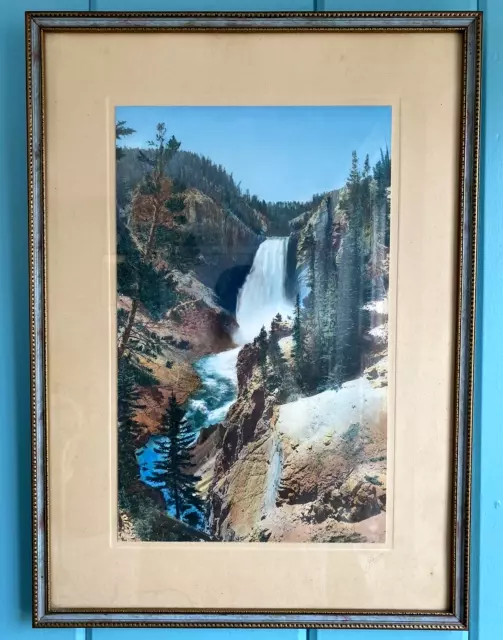 Frank Jay Haynes Hand Colored Photo Etching Yellowstone Falls F J Haynes SIGNED