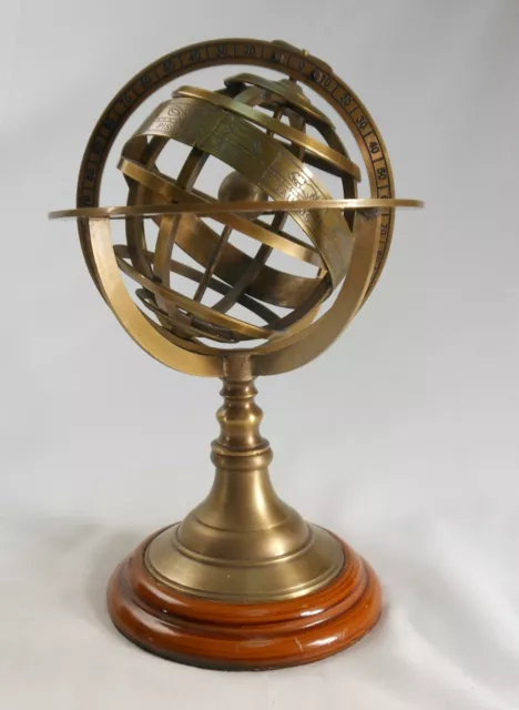 Armilliary Sphere Globe APARIS Chez G Gobille a P Ache Royalle Brass and Wood