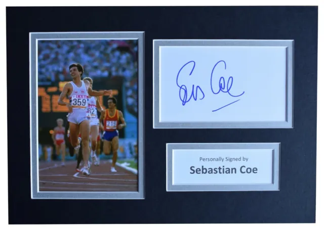Sebastian Coe Signed Autograph A4 photo display Olympic Athletics AFTAL COA