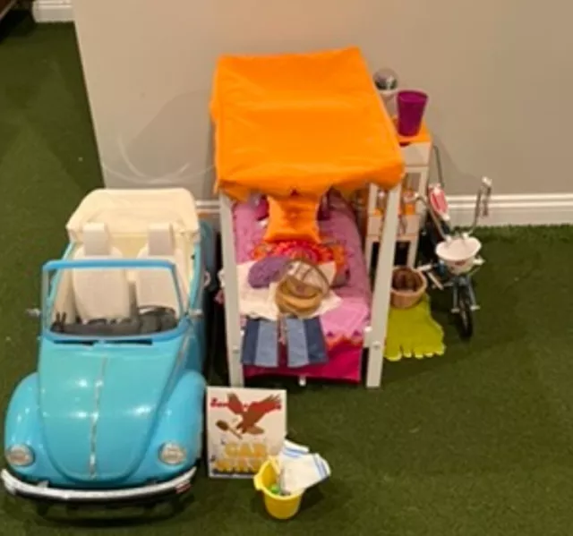JULIE AMERICAN GIRL Doll Lot with bed car bike and accessories