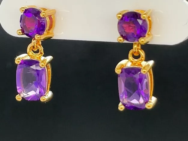 Schmuckjagd Ohrstecker Aus 925/- Silber Vergoldet Mit Amethyst