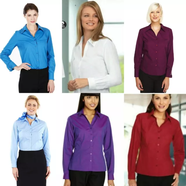 Simon Jersey Ladies Long Sleeved Smart Blouse Office Corporate Business Shirt