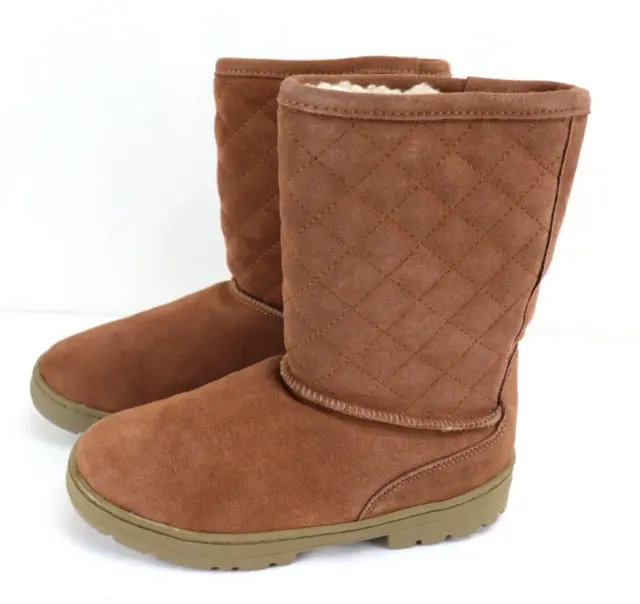 SO Women Boots Quilted Chestnut Brown Soft Cozy Plush Sherpa Fully Lined 7M NEW