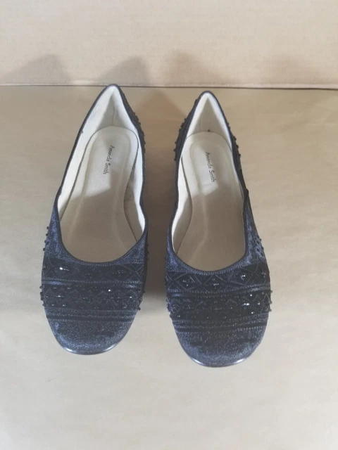 Amanda Smith Geenie Black Jeweled Ballet Flat Women's Size 8.5M New Sparkle