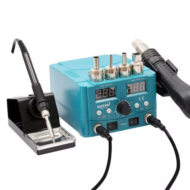 KATSU 852D 2 in 1 Soldering Iron Station Hot Air Gun Rework Station ESD 312080