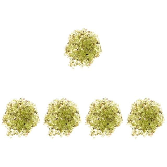 5 borse peridoto tavolo spargimento pietre preziose riempitivo vetro frantumato
