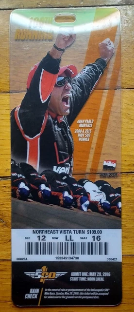 2016 Indianapolis Indy 500 Ticket Stub Alexander Rossi Juan Pablo Montoya Nice