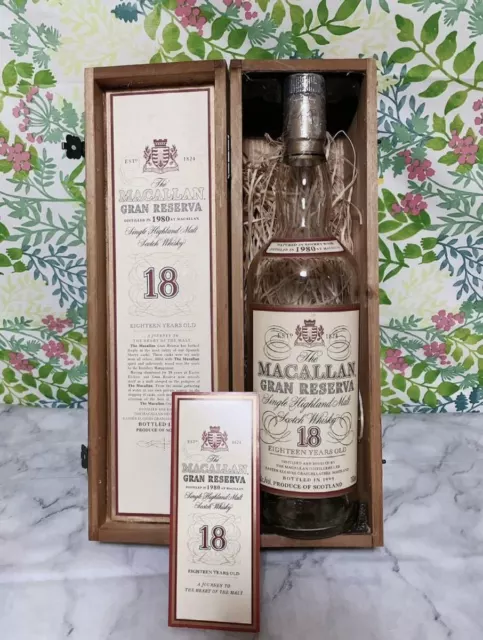 Macallan 18 Years Old 1980 Empty Bottle with Wooden Box