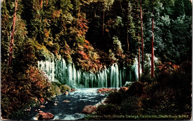 Mossbrae Falls Shasta Springs California CA Route Postcard Waterfall DB Antique