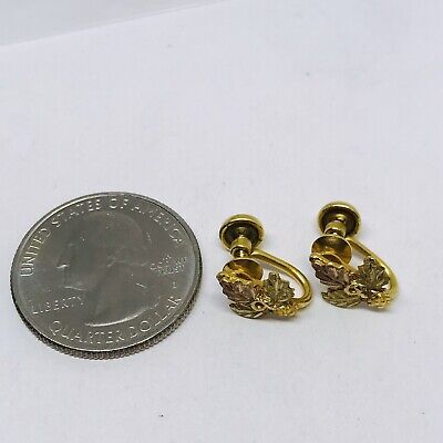 2.4g TW 10 KT. BLACK HILLS GOLD ANTIQUE SCREWBACK EARRINGS MARKED JEWELRY