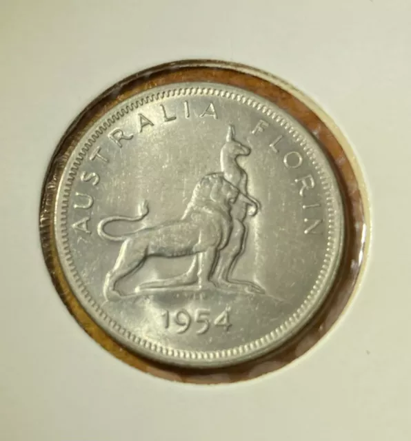 1954 Royal Visit Florin (50% silver) QEII - circ, pre-decimal, ~VF35