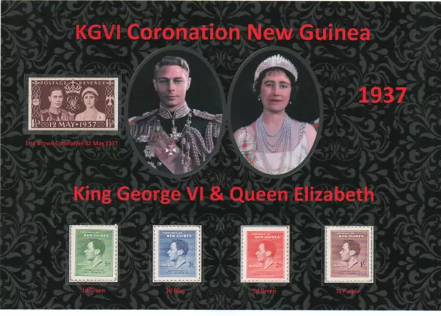 King George Vi Lovely Display Of New Guinea 1937 Coronation Mint Mm