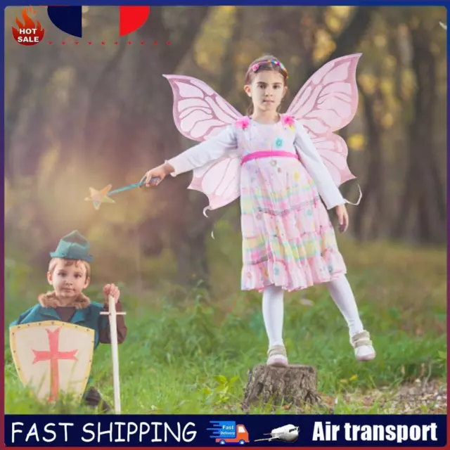 Glowing Angel Wings Ornament Kids Girls Gifts Fairy Butterfly Wings (Pink) FR