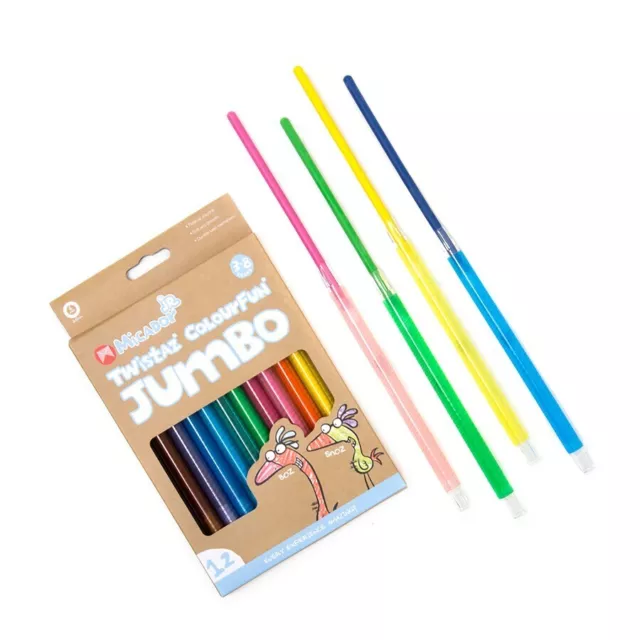 Micador Junior Twistaz ColourFun Jumbo Crayons Box 12 - AUSTRALIA BRAND