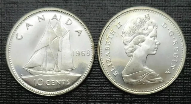 Canada 1968 BU UNC Uncirculated Silver Ten Cent Piece - Dime!!
