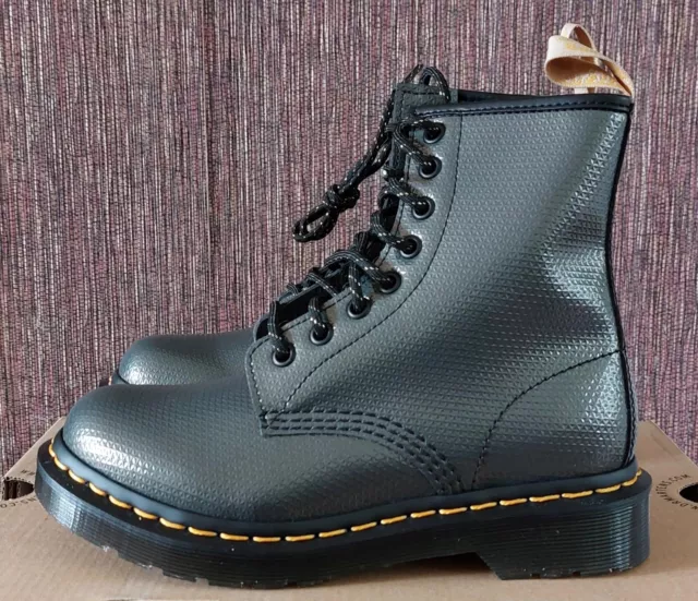 Brand New In Box Dr Martens Womens Vegan 1460 Boots - Gunmetal - Uk 3 / Eu 36