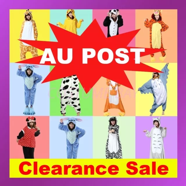 AU Adult Fleece Unisex Kigurumi Animal Onesie Pajamas Cosplay Costume Sleepwear