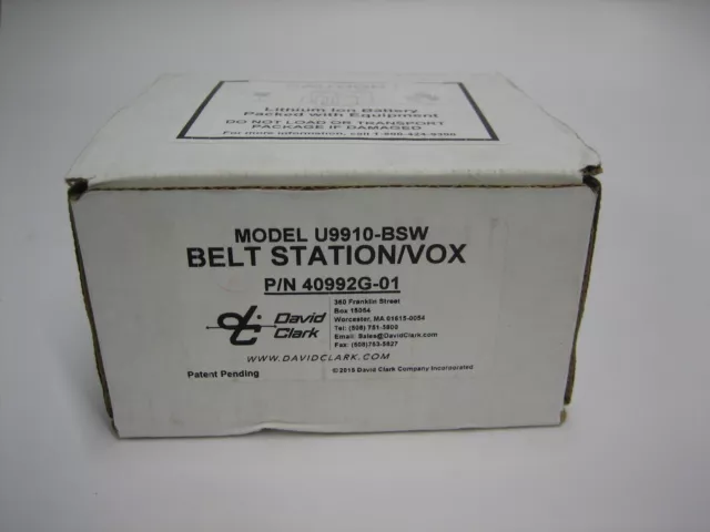 David Clark U9910-BSW Wireless Intercom Belt Station VOX Never Used Dead Battery