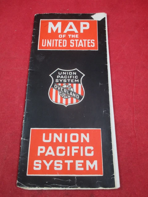 LARGE 1930 UNION Pacific Railroad Route Map of the Union States w ...