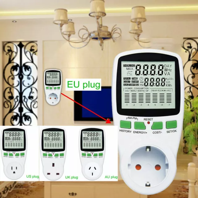 Electricity Power Consumption Meters Energy Monitor Watt Kwh Analyzer 230V AC