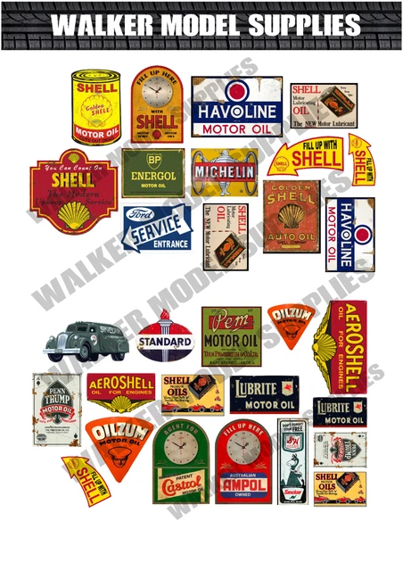 1/64 Escala Precortados Estilo Vintage Garaje Firmar Pegatinas Maqueta/Maqueta e
