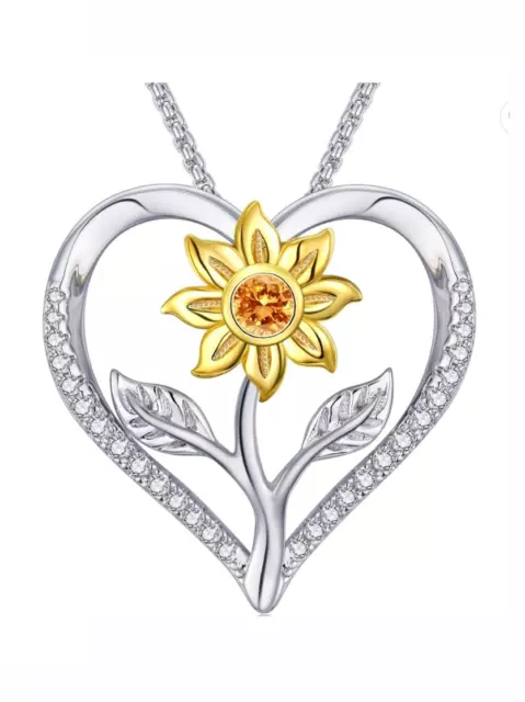 Heart Sunflower Necklace You Are My Sunshine Necklace