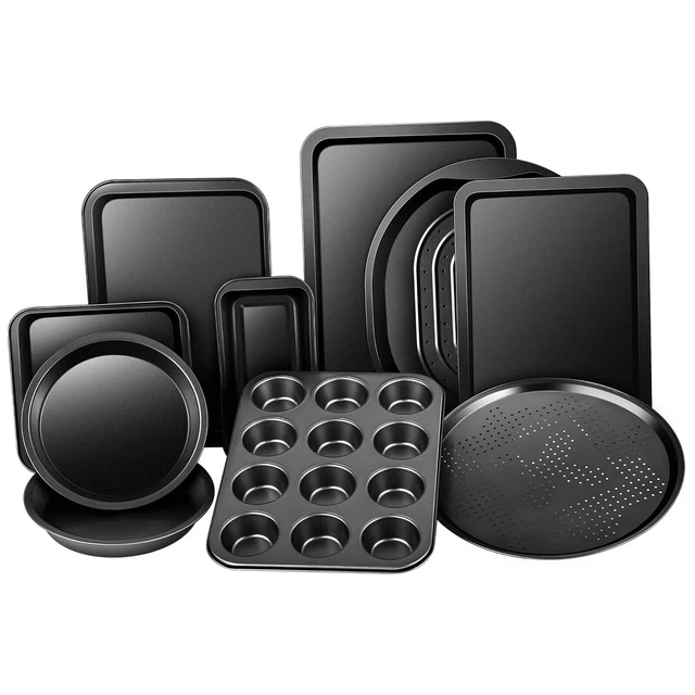 10 Piece Nonstick Bakeware Set Baking Roasting Pizza Crisper Muffin Cake Pans