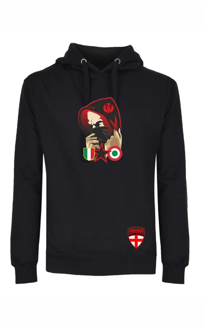 Felpa Unisex nera con cappuccio e marsupio  stampa: Curva SUD  1899 black