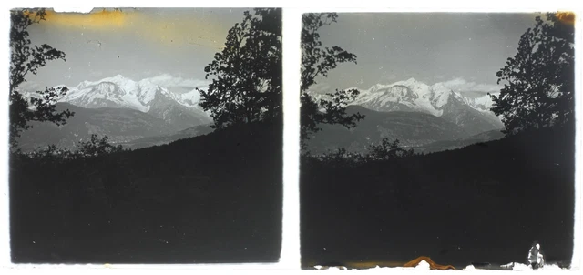 Montagne c1950 Photo Stereo Amateur Plaque de verre Vintage V36L25n9