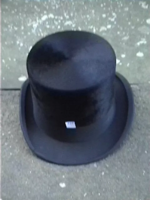 458 - Superb. Antique Continental Black Silk Top Hat Sz 7 1/8
