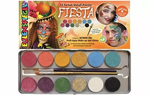 Eulenspiegel 212233 - Tavolozza da trucco Fiesta in metallo, 11 colori e (c3k)