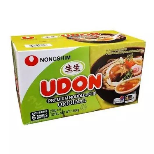 Nongshim Premium Udon Japanese Style Instant Noodle Soup Bowl No MSG 6 x 276g