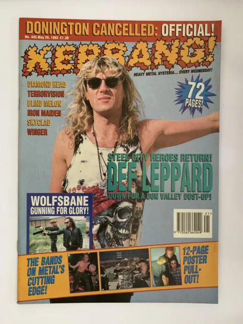 Kerrang Magazine Issue 445 Def Leppard Wolfsbane Iron Maiden Terrorvision