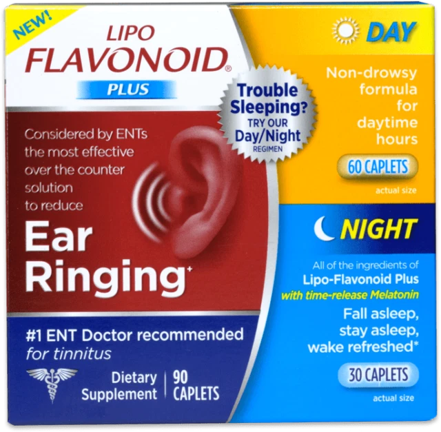 LIPO FLAVONOID PLUS Day/Night Pack Ear Ringing 90 Caplets Total 02/2024