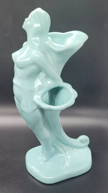 Metlox California Pottery Art Nouveau Carl Romanelli Nude Woman Turquoise Vase