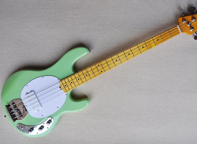 4 Strings Light Green Electric Bass Guitar with Maple Fretboard White Pickguard