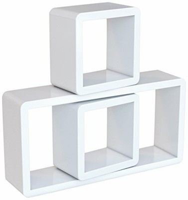 SONGMICS Set di 3 Mensole da Parete Scaffale Carico Massimo 15 kg MDF 44 39 34 cm Bianco LWS97W 